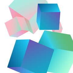 Holographic Box Vector White Background. Gradient