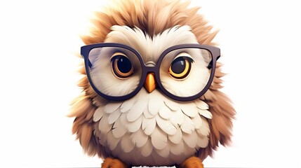 adorable fluffy baby owlet wearing glasses in the.Generative AI
