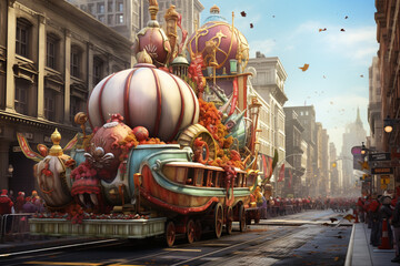 Fototapeta premium Thanksgiving parades are a popular tradition in some cities.