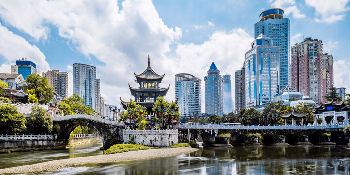 Architectural Scenery of Jiaxiu Building in Guiyang, Guizhou, China