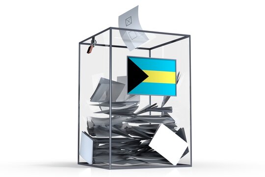 Bahamas - ballot box with voices and national flag - election concept - 3D illustration