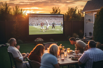people watch football games on TV as part of their Thanksgiving tradition
