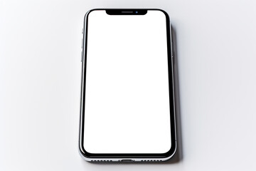 showing blank screen mobile phone isolated on white background, mockup. 
