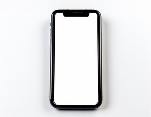 showing blank screen mobile phone isolated on white background, mockup. 