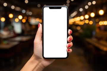 showing blank screen mobile phone isolated on white background, mockup. 