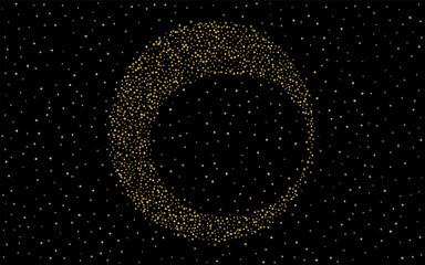 Golden Confetti Golden Vector Black Background.