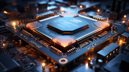 Fototapeta na wymiar Motherboard chip background,created with Generative AI tecnology.