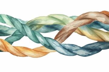 seamless watercolor rope illustration isolated on white. Generative AI