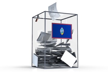 Guam - ballot box with voices and national flag - election concept - 3D illustration