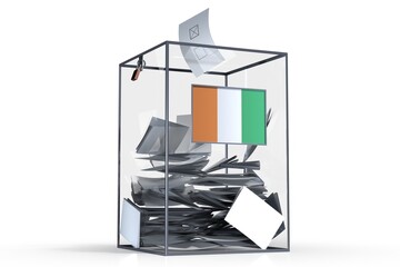Ivory Coast - ballot box with voices and national flag - election concept - 3D illustration © PX Media