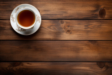 Cup of tea, Top-Down View on Wooden Table