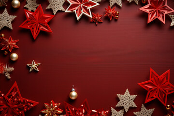 Fototapeta na wymiar border crafting christmas decorations with center blank