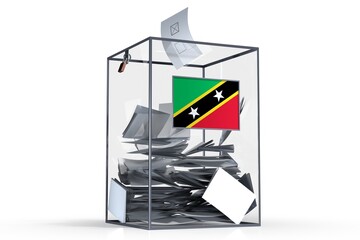 Saint Kitts and Nevis - ballot box with voices and national flag - election concept - 3D illustration