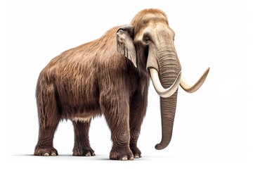 Photo of a realistic depiction of a woolly mammoth in a studio setting created with Generative AI technology
