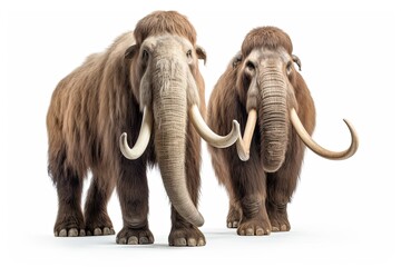 Obraz premium Photo of a pair of prehistoric elephants standing side by side created with Generative AI technology