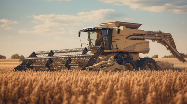 Amidst the vast fields, advanced automated farm machinery operates