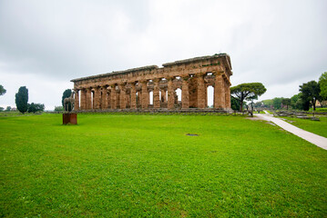 Temple of Poseidon in Archaeological Park of Paestum - Italy