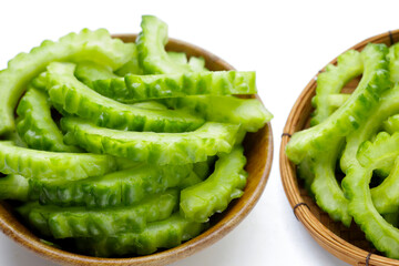 Bitter melon on white background.