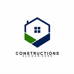 Real Estate logo, modern simple design with a hexagonal concept and the letter V.
