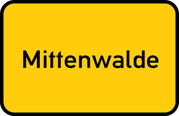 Obraz premium City sign of Mittenwalde - Ortsschild von Mittenwalde