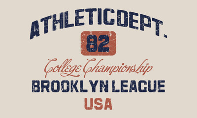 Athletic Dept. Brooklyn typography college varsity state slogan print for graphic tee t shirt or sweatshirt - Vector