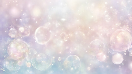Obraz na płótnie Canvas A mesmerizing and dreamy blend of soft ethereal blur, set against a backdrop of light purple, adorned with whimsical bubbles, a delicate watercolor effect, and subtle bokeh elements.