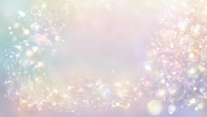 Fototapeta na wymiar A mesmerizing and dreamy blend of soft ethereal blur, set against a backdrop of light purple, adorned with whimsical bubbles, a delicate watercolor effect, and subtle bokeh elements.