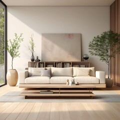 living room interior, beige