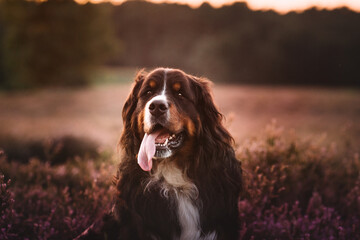 Berner Sennenhund in der Heide