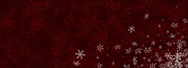 Silver Snow Vector Panoramic Red Background.