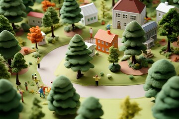 春の公園（3D）ジオラマ
