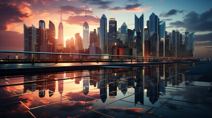 Naklejka premium Reflective skyscrapers buildings.