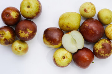 Fresh jujube fruit on white background