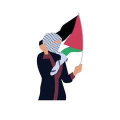 Palestinian woman with country flag