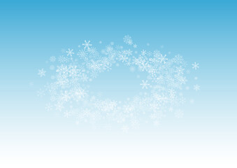 Fototapeta premium Silver Snowfall Vector Blue Background. Sky