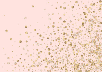 Gold Confetti Vector Pink Background. Rich Sequin