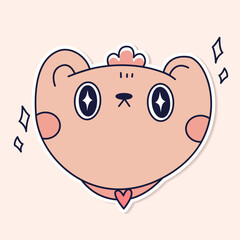 Cute kawaii pink bear sticker kid graphic