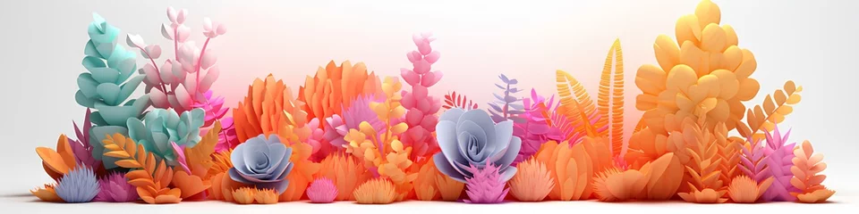 Foto op Plexiglas パステル調の植物たち（3D）横長 © mamio