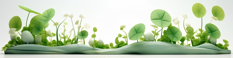 パステル調の植物たち（3D）横長