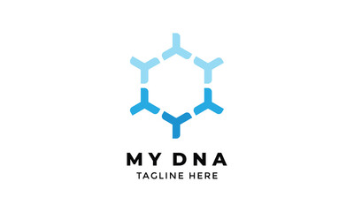 DNA logo hexagonal style molecular genetic code science bio structure chromosome spirals genome biology medicals