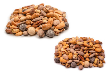 A group of almonds, pistachios, walnuts, macadamia, cashews.