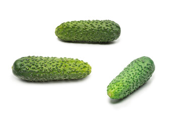 Fresh green cucomber isolated on white background.
