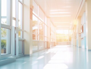 Blurred bright light interior of hospital medical illustration background