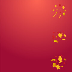 Green Leaves Vector Red Background. Collection