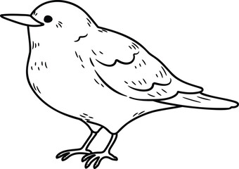 Simple and adorable Warbling white-eye illustration with only outlines