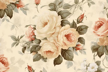 Deurstickers Pink design art vintage decorative seamless flower blossom wallpaper retro spring floral pattern © VICHIZH