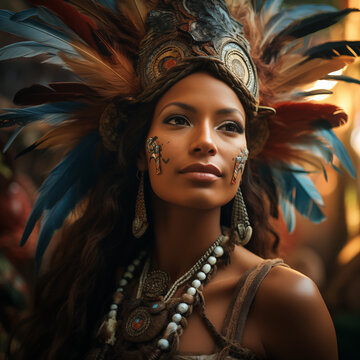 Portrait of a brazilian woman in ethnic attire, celebrating her cultural heritage