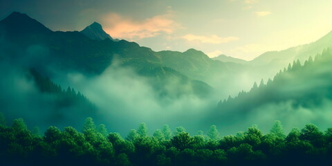 gradient background with rich shades of green, resembling a lush and tranquil oasis in the heart of nature.