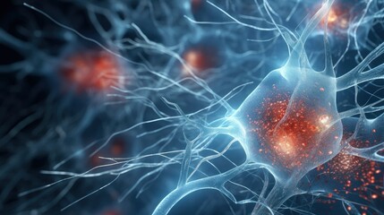 Medical illustration of brain neurons microscopic view