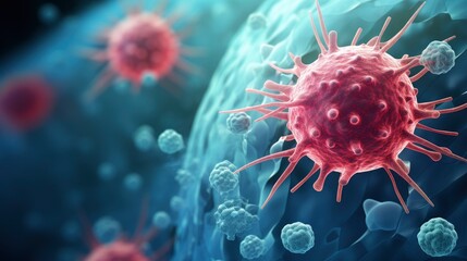 Medical illustration of cancer cells microscopic view